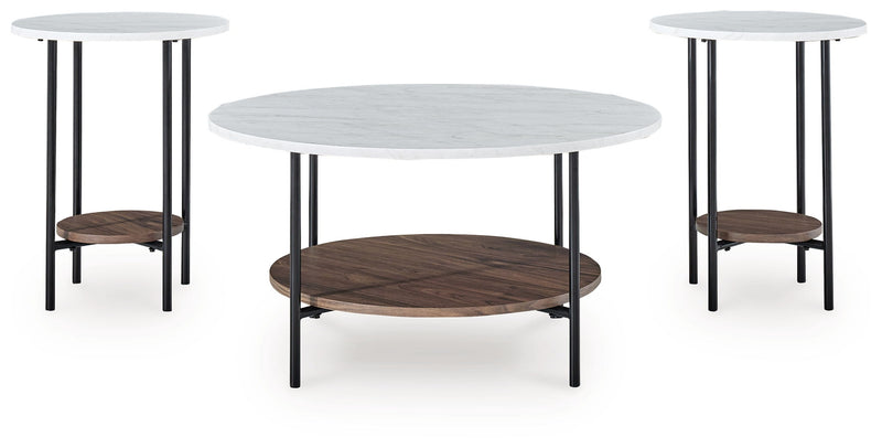 Wrenwich - Occasional Table Set (Set of 3) - Brown / Black / White - R&R Furniture Gallery (Fountain Valley, CA)