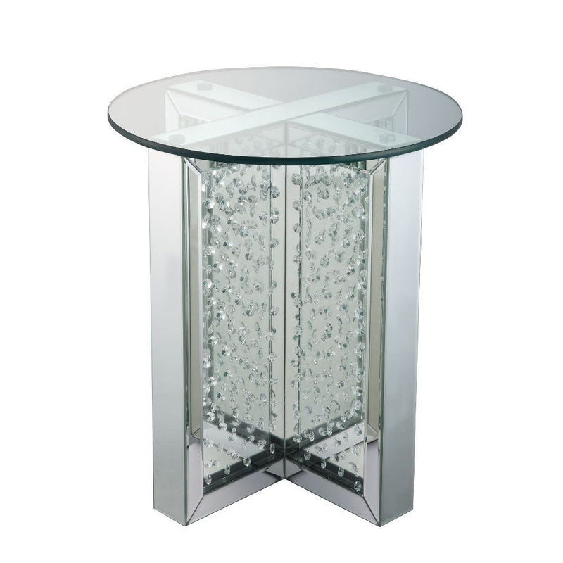 Nysa - 23" End Table - Mirrored & Faux Crystals - R&R Furniture Gallery (Fountain Valley, CA)