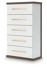 Kendanport - Five Drawer Chest - Brown / White - R&R Furniture Gallery (Fountain Valley, CA)