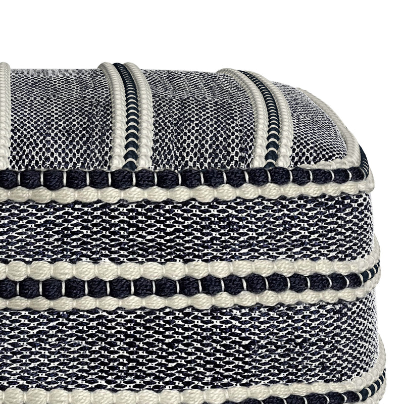 Corrie - Square Outdoor / Indoor Pouf - Navy / White - R&R Furniture Gallery (Fountain Valley, CA)