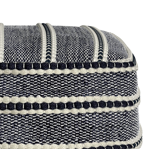 Corrie - Square Outdoor / Indoor Pouf - Navy / White - R&R Furniture Gallery (Fountain Valley, CA)