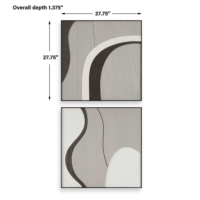 Joel - Modern Wood Wall Art (Set of 2) - Brown / Gray