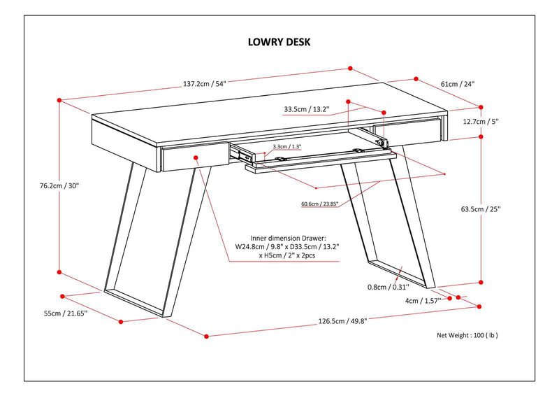 Lowry - Desk - Distressed Charcoal Brown - R&R Furniture Gallery (Fountain Valley, CA)