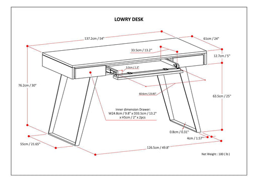 Lowry - Desk - Distressed Charcoal Brown - R&R Furniture Gallery (Fountain Valley, CA)