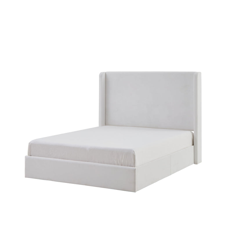 Carmen - King Size Upholstered Wingback Bed - White - R&R Furniture Gallery (Fountain Valley, CA)
