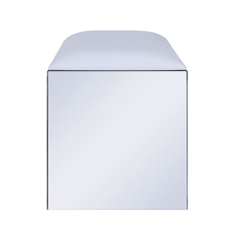 Noralie - Vanity Stool - Synthetic Leather , Mirrored & Faux Diamonds - R&R Furniture Gallery (Fountain Valley, CA)