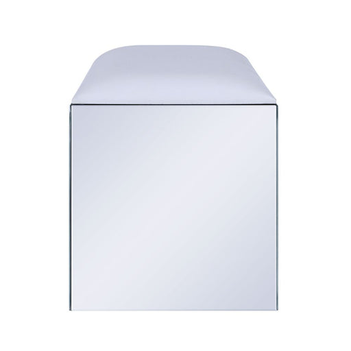 Noralie - Vanity Stool - Synthetic Leather , Mirrored & Faux Diamonds - R&R Furniture Gallery (Fountain Valley, CA)