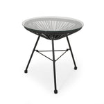 Nusa - Modern Rattan Side Table With Tempered Glass Top