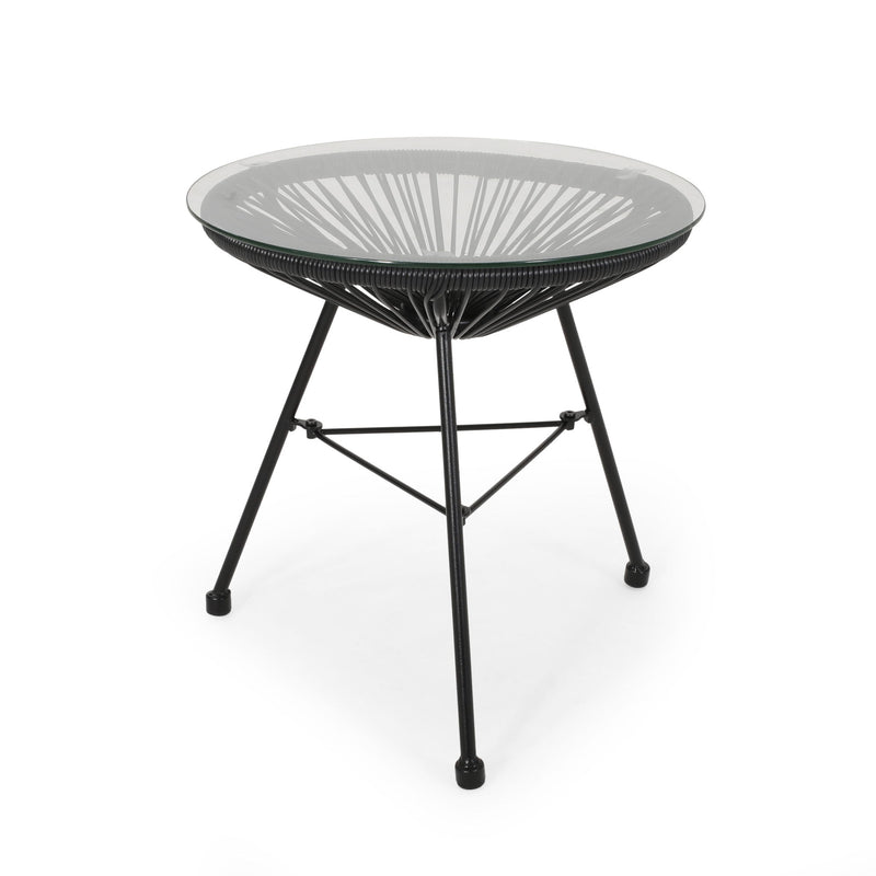 Nusa - Modern Rattan Side Table With Tempered Glass Top - R&R Furniture Gallery (Fountain Valley, CA)