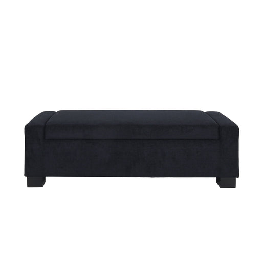 Noble House textured fabric Ottoman bench with hinged lid, soft upholstery and sturdy wooden legs for storage and seating.