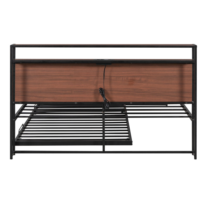 Platform Bed Frame With Trundle, USB Ports And Slat Support, No Box Spring Needed - R&R Furniture Gallery (Fountain Valley, CA)