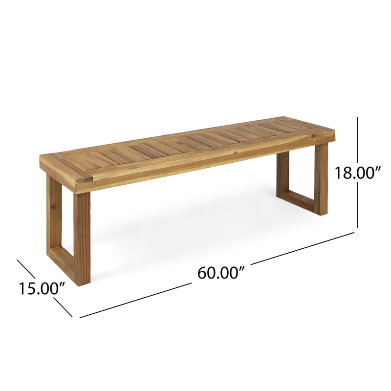 Noble House Nestor bench with wooden frame and cushioned seat, ideal for entryway or living room seating.