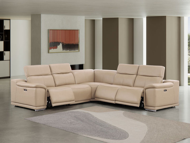 2679 - 5-Piece L-Shaped Power Reclining Sectional In Genuine Leather (3 Recliners)