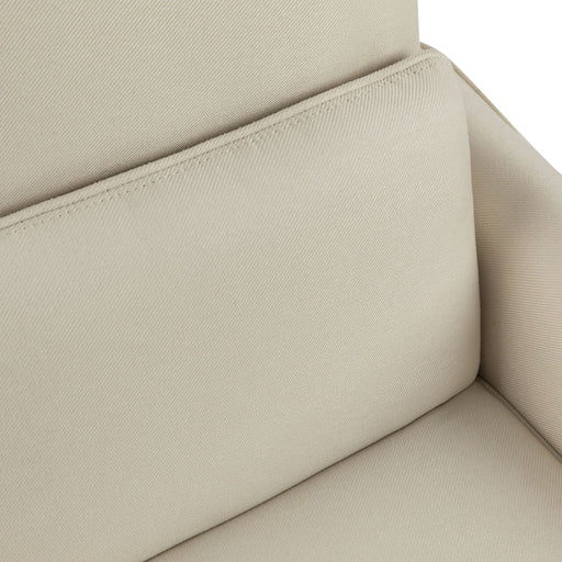 Noble House upholstered push recliner chair with rubber wood legs, featuring plush fabric and a comfortable living room design.