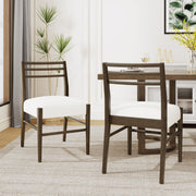 Noble House farmhouse style dining chair set with ladder back design, wooden chairs perfect for rustic dining room decor.