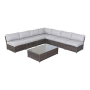 Comfortable Modern Patio Rattan Sectional Set With Cushions - R&R Furniture Gallery (Fountain Valley, CA)