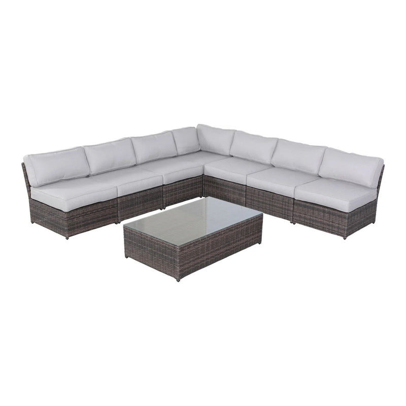 Comfortable Modern Patio Rattan Sectional Set With Cushions - R&R Furniture Gallery (Fountain Valley, CA)
