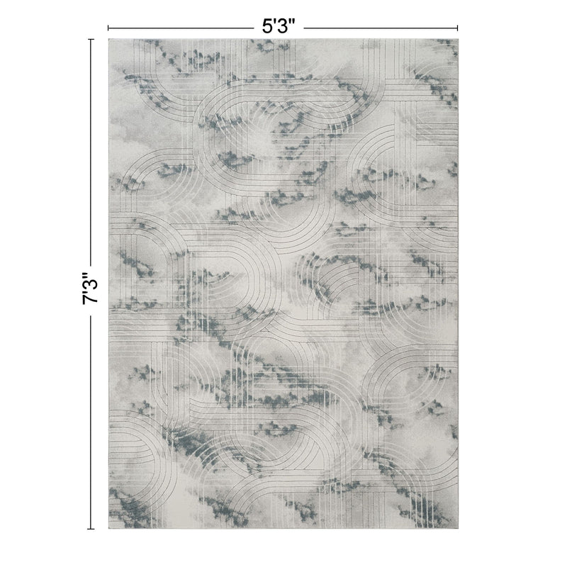 Geometrix - 5'3" X 7'3" Area Rug / Geometric 3D Effect - Ivory / Gray - R&R Furniture Gallery (Fountain Valley, CA)