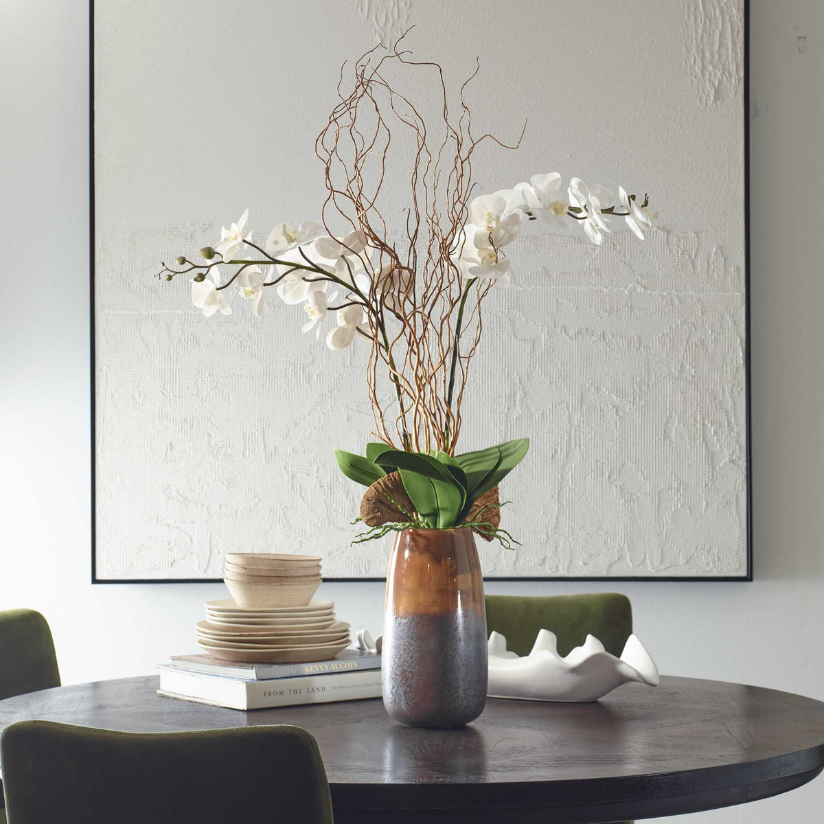 Earthbound Orchid - With Vase - Dark Brown