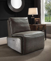 Metier - Power Motion Recliner - Gray Top Grain Leather & Aluminum - R&R Furniture Gallery (Fountain Valley, CA)
