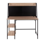 Lumi Source Geo - Shelf contemporary desk with lift top, featuring a sleek modern design and open shelving for workspace organization.