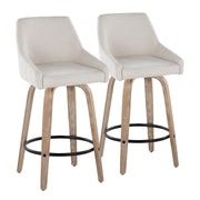 Lumi Source Hannah set of 2 transitional fixed height counter stools with swivel, round footrests, and modern design.
