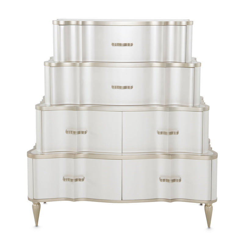 London Place - 6-Drawer Tiered Chest - Creamy Pearl - R&R Furniture Gallery (Fountain Valley, CA)