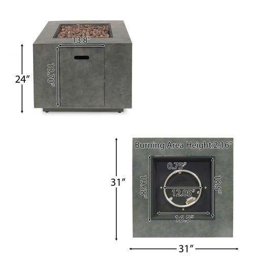Outdoor Patio Gas Burning Fire Pit Table 50, 000 Btu, Square - R&R Furniture Gallery (Fountain Valley, CA)