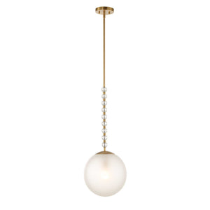 Ripple - 1 Light Frost Glass Pendant - Gold