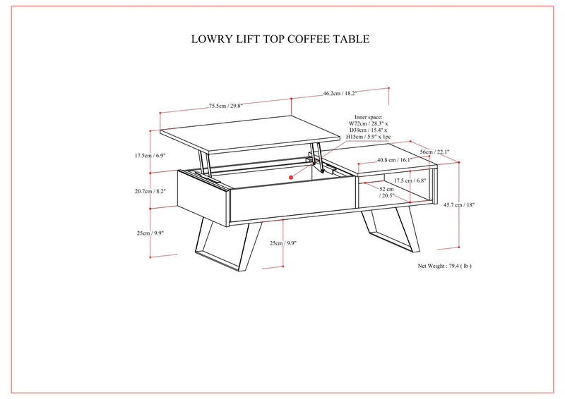 Lowry - Lift Top Coffee Table - Distressed Charcoal Brown - R&R Furniture Gallery (Fountain Valley, CA)