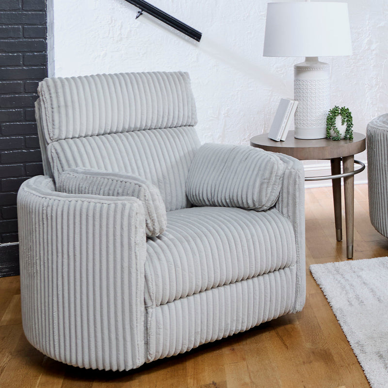 Parker Living Radius Power Swivel Glider Recliner chair set in plush fabric with ergonomic design and adjustable features.