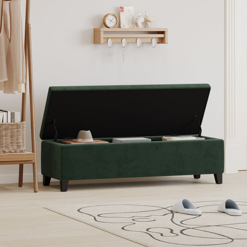 Noble House upholstered storage ottoman bench with cushioned top and fabric finish, ideal for living room or entryway seating and storage.