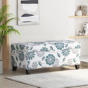 Luxury Storage Ottoman With Floral Patterned Fabric, Soft-Close Hinges, Multi Functional - R&R Furniture Gallery (Fountain Valley, CA)