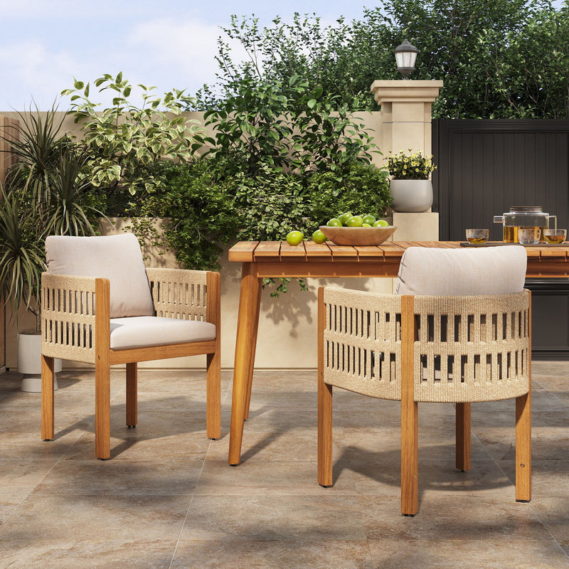 Outdoor Dining Chairs With Mix Rope Handles (Set of 2) - R&R Furniture Gallery (Fountain Valley, CA)