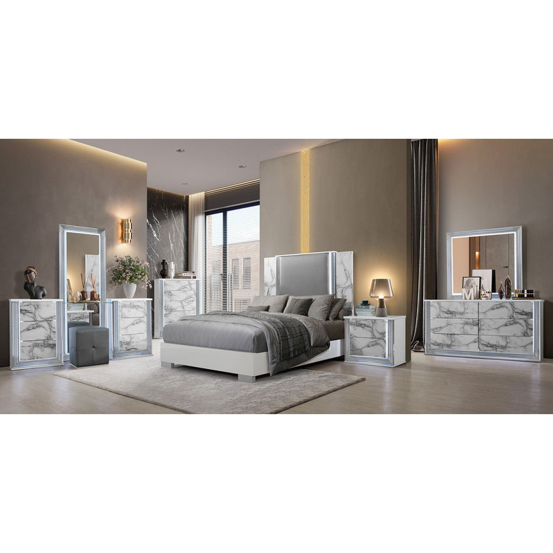 Moon - Marble Nightstand With LED - White - R&R Furniture Gallery (Fountain Valley, CA)