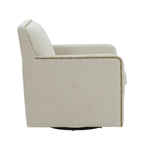 Tolland - Swivel Accent Chair With Antique Brass Nailhead Trim - Beige - R&R Furniture Gallery (Fountain Valley, CA)