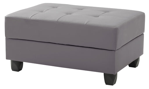 Contemporary upholstered storage ottoman by Glory Furniture with a sleek design, soft fabric, and functional storage space.