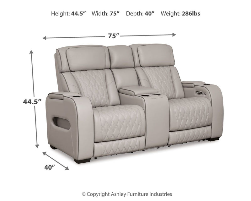 Boyington - Power Reclining Loveseat With Console/Adj Hdrst - R&R Furniture Gallery (Fountain Valley, CA)