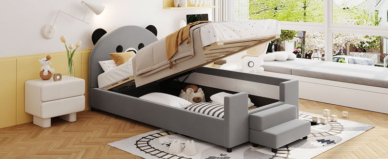Upholstered Daybed With Bear Shaped Headboard, Hydraulic System And Breathable Fence - R&R Furniture Gallery (Fountain Valley, CA)