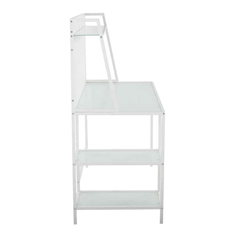 Lumi Source Geo Tier contemporary writing desk with geometric design and sleek surface for home or office workspace.