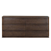 Brown oak ACME Zoey dresser with multiple drawers, modern storage piece, and sleek design for bedroom organization.