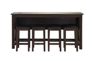 Drop Leaf Table With 4 Stools - Dark Brown - R&R Furniture Gallery (Fountain Valley, CA)