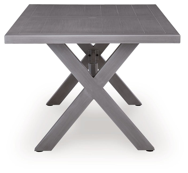 Half Moon Beach - Rectangular Dining Table With Umbrella Option - Gray - R&R Furniture Gallery (Fountain Valley, CA)