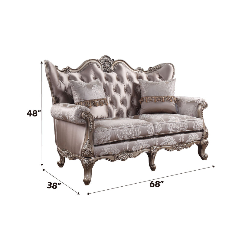 Jayceon - Loveseat With 2 Pillows - Fabric & Champagne - R&R Furniture Gallery (Fountain Valley, CA)