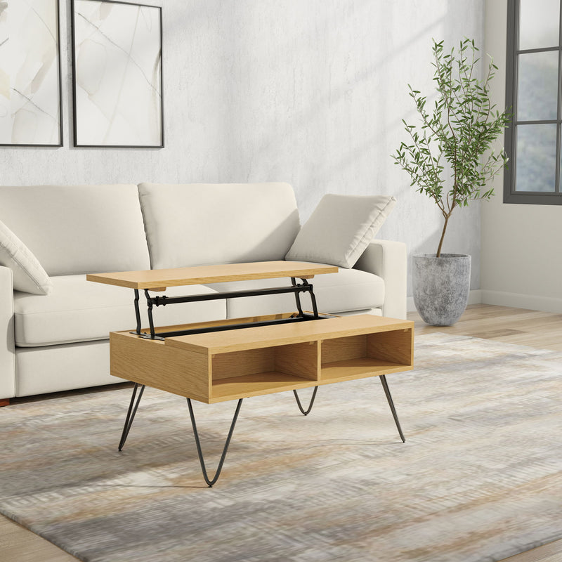 Hunter - Lift Top Coffee With Hidden Storage - Oak - R&R Furniture Gallery (Fountain Valley, CA)