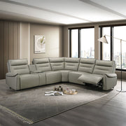 Jayke - Power Motion Sectional Sofa - Light Gray Top Grain Leather Match - R&R Furniture Gallery (Fountain Valley, CA)
