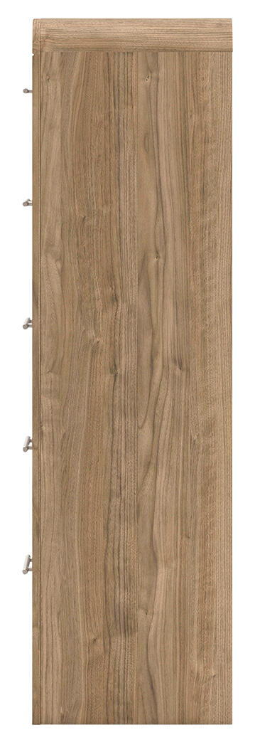 Warm natural brown five-drawer accent chest by Signature Design by Ashley®, featuring a sleek wood finish and modern hardware.