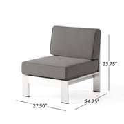 Outdoor Aluminum Armless Chair With Cushion - Silver - R&R Furniture Gallery (Fountain Valley, CA)