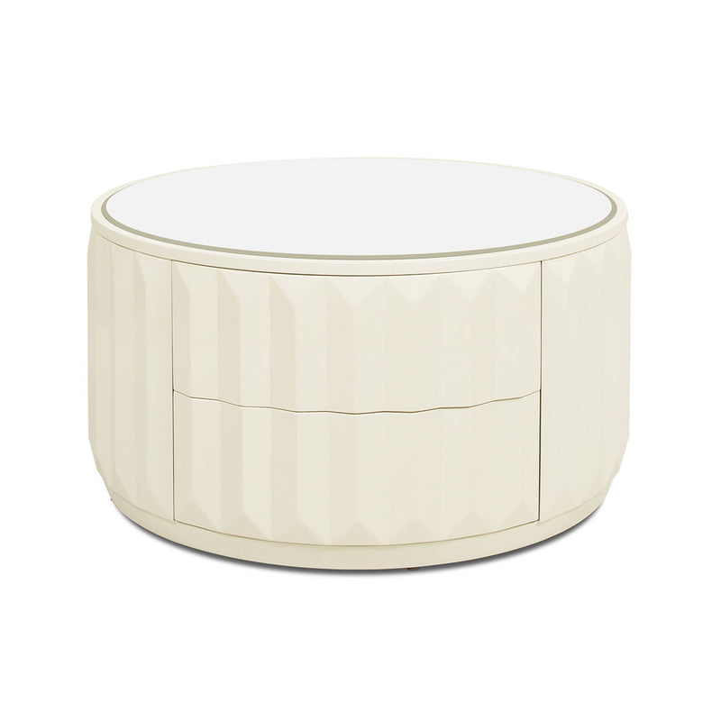 Facino - Round Storage Coffee Table - White Birch - R&R Furniture Gallery (Fountain Valley, CA)