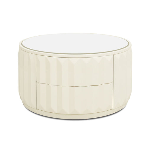 Facino - Round Storage Coffee Table - White Birch - R&R Furniture Gallery (Fountain Valley, CA)